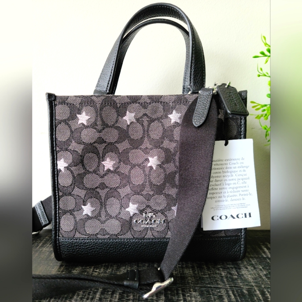 Coach Dempsey Tote Bag 22 In Signature Jacquard With Star Embroidery